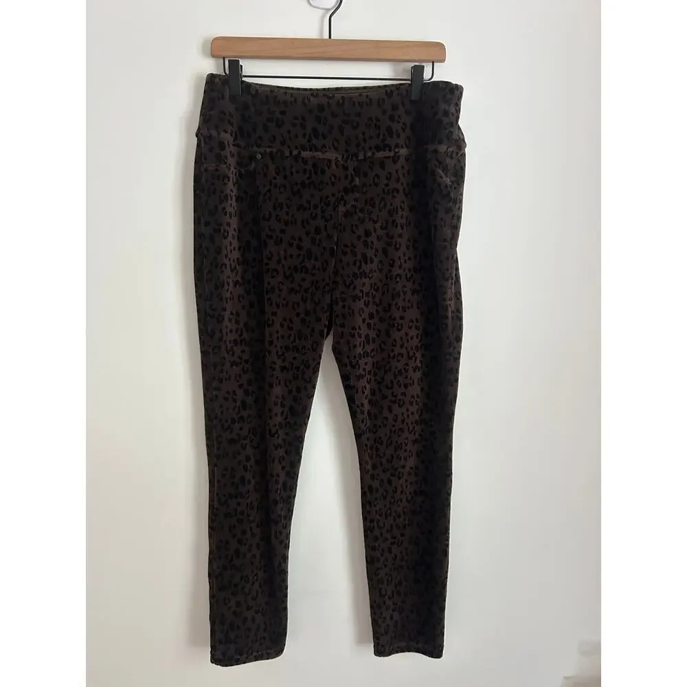 Suavé Knit Corduroy Leggings Large – Leopard Print Tummy Control Pants
